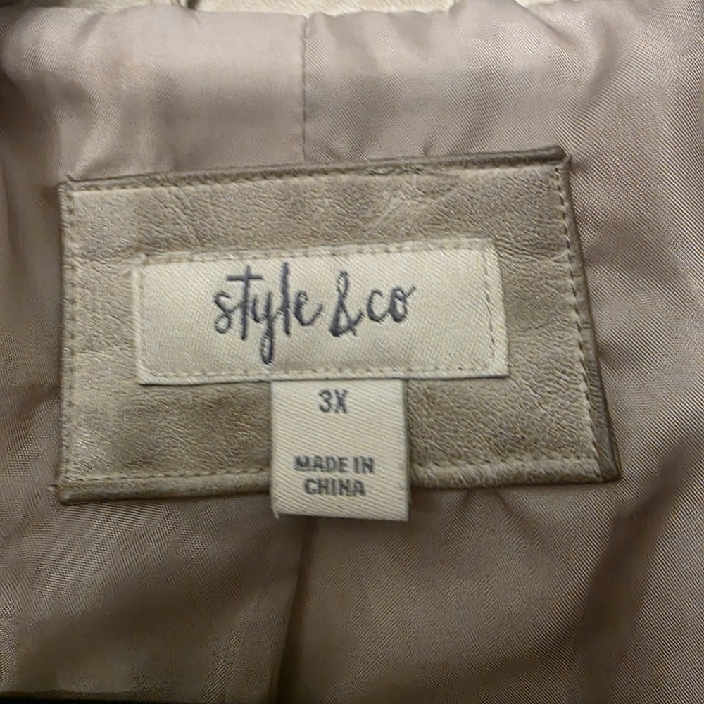 📣HP📣 Style & Co. Tan Faux Leather Jacket - Picture 2 of 6